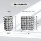 Better Trends 2-Piece Bathroom Accessory Set – Toothbrush Holder & Bubble Textured Tumbler Cup, Unbreakable Plastic Vanity Organizer for Modern Bathroom Countertop Décor Gray Nova Collection - Image 2
