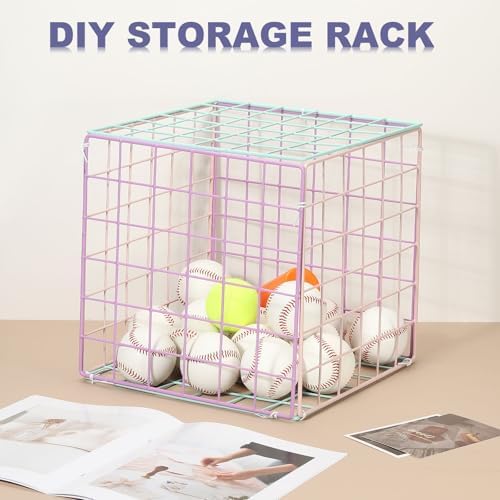 PATIKIL 12x12 in Wall Grid Panel, 6 Pack Wire Grid Panel Shelf Board Metal Gridwall Photo Pictures Display Hanging Organizer Mesh Frame Memo Board for Display DIY Craft Shows Home, Green - Image 4