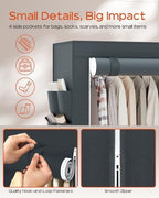 CASAMAYA Clothes Rack, Portable Closet, 81.5 Inch Large Capacity Wardrobe Closet, Clothes Storage Organizer with Shelves and 5 Hanging Rods, Easy to Assembly, Grey PCT136G01 - Image 7