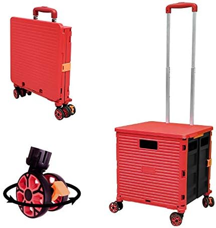 Quick Utility Cart Four -Rotate Wheeled Collapsible Handcart with Durable Heavy Duty Plastic Telescoping Handle for Travel Shopping Moving Luggage Office Use by FELICON