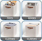 Temary Cube Storage Bins 12 Inch Storage Cubes 4PCs Fabric Organizer Bins Boxes with Handles, Sturdy Collapsible Closet Storage Organizer for Shelf, Bedroom, Cabinet (Beige, 12 x 12 x 12) - Image 4