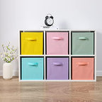 Stero 13x13x13 Inch Fabric Storage Bins 6 Pack Fun Colored Durable Storage Cubes with Handles Foldable Cube Baskets for Home, Kids Room, Closet and Toys Organization Multi Colors - Image 4