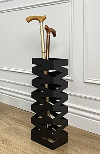 Mango Steam Metal Square Tall 20 Inch Umbrella Holder (Zig-Zag Black) - Image 5