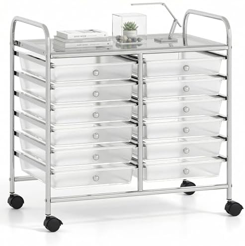 COSTWAY 12-Drawer Rolling Storage Cart, Utility Storage Organizer Cart by COSTWAY