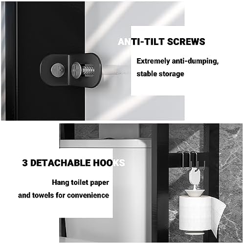 Homykic Over The Toilet Storage, 3-Tier Bamboo Bathroom Shelf, Black - Image 5
