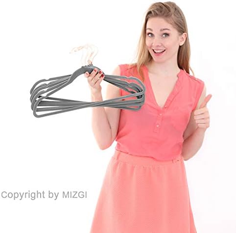 MIZGI Gray Velvet Hangers 30 Pack Non Slip Heavy Duty Rose Gold Hooks - Image 6