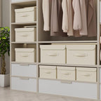 Cloth Storage Baskets with Handles,Beige 15x9.8x9.8in,3 Pack - Image 2