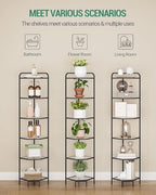 Hzuaneri Corner Shelf Stand, 6-Tier Glass Bookshelf Bookcase, Plant Stand - Image 3