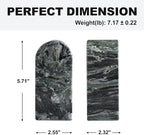 Koville Natural Marble Bookends for Shelves, Decorative Book Ends, 7lbs Heavy-Duty Marble Book Holders, Bookshelf Apartment Decor for Normal Books/CD/Video Games(Olive Green) - Image 2