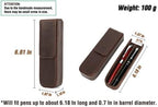 Top Grain Genuine Leather 2 Pen/Pencil Tray Case Holder, Vintage Design No Trademark, Handmade, Magnetic Closing with Drawer Design, Gift Choice for Man/Woman/Office, Matte Coffee, 2 Slots - Image 5