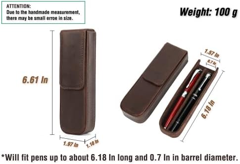Top Grain Genuine Leather 2 Pen/Pencil Tray Case Holder, Vintage Design No Trademark, Handmade, Magnetic Closing with Drawer Design, Gift Choice for Man/Woman/Office, Matte Coffee, 2 Slots - Image 5