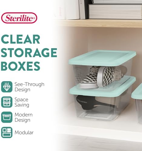 Sterilite Storage Box, Clear Snap Lid Tote, Mindful Mint, 6 Qt, 10-Pack - Image 3