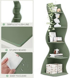 Tribesigns Corner Shelf, Modern 5-Tier Wall Corner Bookshelf, Stylish Corner Small Bookcase Storage Rack Plant Stand with Unique Shape for Living Room, Home Office (Sage Green, 2PCS) - Image 6