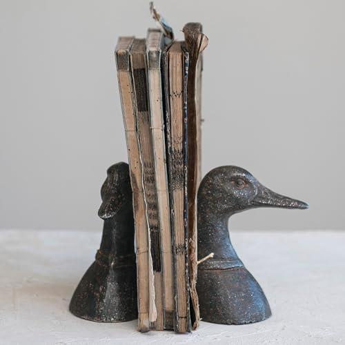 Creative Co-Op Decorative Distressed Cast Metal Duck Head Bookends, Black, Set of 2 - Image 7