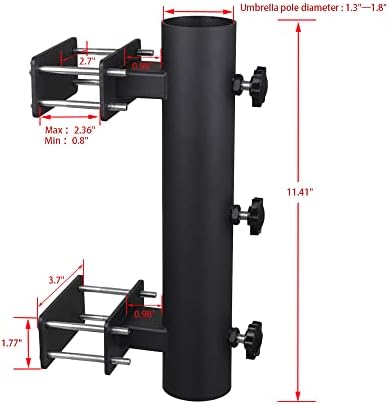Patio Umbrella Holder Outdoor Deck Mount Umbrella Holder Heavy Duty Umbrella Clamp Hand-Turn Knob Umbrella Base Stand for Deck Railing, Fences，Docks, Courtyard Balcony, Patios - Image 3