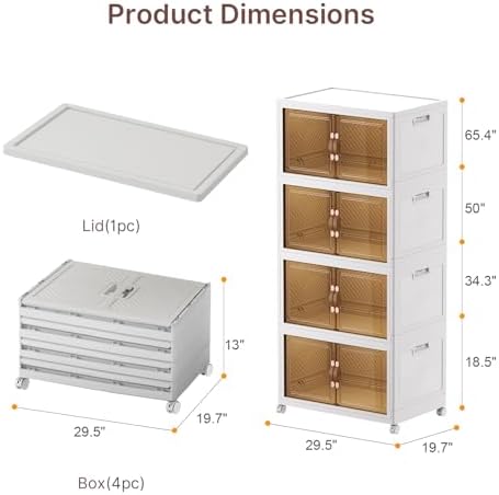 UAMFURI 720QT Stackable Storage Bins with Lid, Foldable Storage Cabinet - Image 3