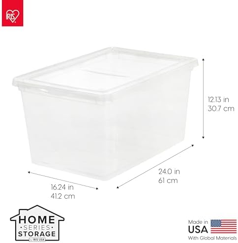 IRIS USA 6-Pack 58 Qt Storage Bins with Lids, Clear, Stackable - Image 2