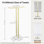 KES Brushed Gold Standing Towel Rack, 37" H, Heavy Marble Base, Bathroom - Image 6