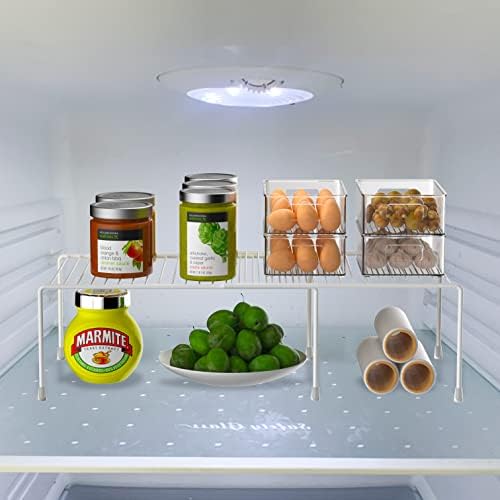Redrubbit Cabinet Storage Shelf Rack, Expandable Metal Rustproof Kitchen Counter and Cabinet Shelf, Storage Rack Organizer Space Saver for Kitchen, Fridge, Cabinet, Bathroom, White, Set of 4 - Image 2