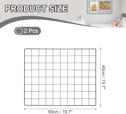 PATIKIL Wire Grid Panels Gridwall Panel 20" x 16" Black 2Pcs - Image 2