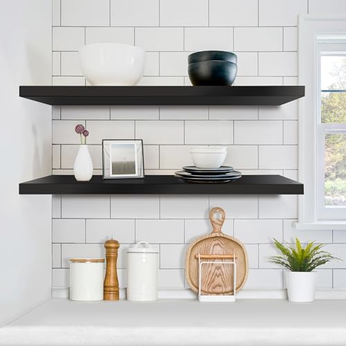 Sorbus Floating Shelves for Wall Storage (35 Inch, 2 Pack, Black) - Image 2