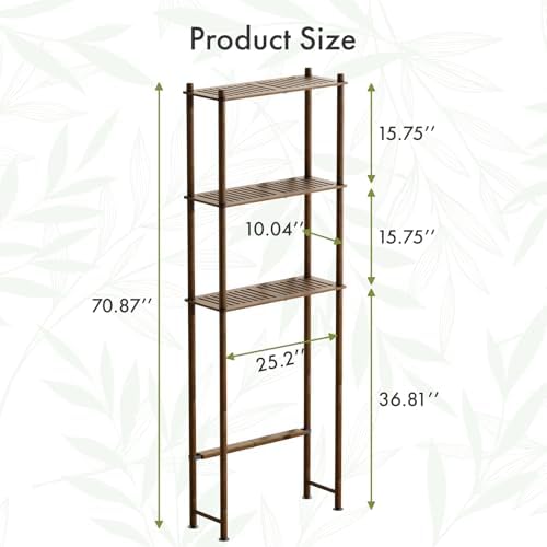 AmazerBath Bamboo Over The Toilet Storage Shelf, 3-Tier Over Toilet Bathroom Organizer Rack, Bathroom Shelves Over Toilet, Space Saver, Walnut Brown - Image 2