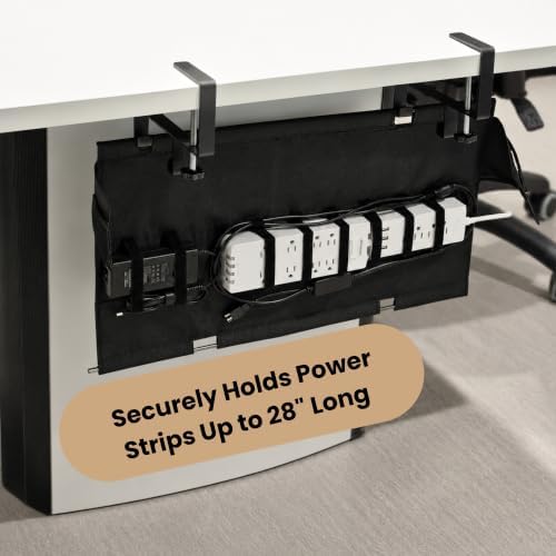 No Drill Under Desk Cable Management Tray 28" Steel Base : Anti-Sag - Image 5