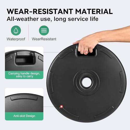 Patio Umbrella Stand - 112 lbs 22" Capacity Fillable Outdoor Umbrella Base Heavy Duty, Water Filled Weight Base for Market Umbrella Holder, Garden, Backyard, Pool, Beach, Round Black - Image 5