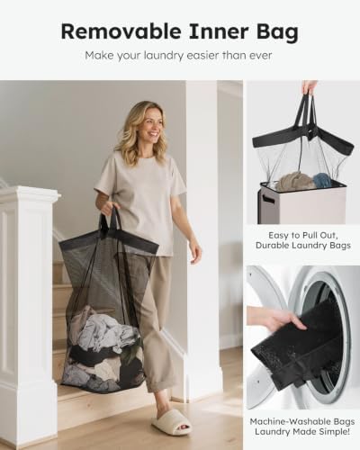 SOLEDI 100L Laundry Hamper with Lid, Large Collapsible Laundry Basket - Image 4