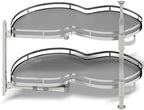 Blind Corner Cabinet Pull Out Organizer, Soft Close Swing Left Pull Out Cabinet Organizer 30inch, Corner Cabinet Lazy Susan for Cabinet Blind Shelf, 2 Tiers Tray, Adjustable Height by Kinchoix