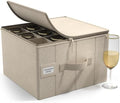 Sorbus Champagne Flute Storage Box, Hard-Shell Case, with Lid (Beige) by Sorbus