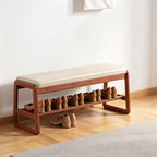 2-Tier Solid Wood Shoe Rack Bench for Entryway, Beige, 39.4inches by ABAMFUR