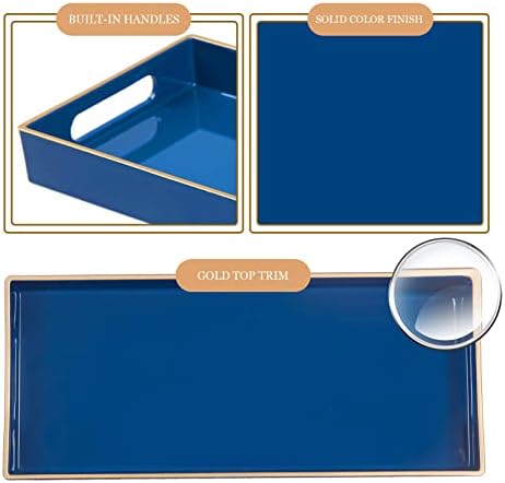 MAONAME Royal Blue Vanity Tray Set of 2, Rectangular Toilet Tank Trays - Image 4
