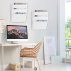 EASEPRES 6 Pack White Plastic Single Pocket Hanging File Organizer, Wall Mount Paper Mails Magazines Holder, Mounted Folder Bins for Office School and Home, 12.99x4.13x7.48 inches - Image 5