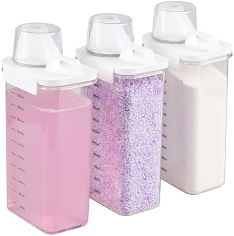 Sandmovie 3 Packs Laundry Detergent Dispenser, 78 Oz Clear Plastic Laundry Soap Containers with Scale by Sandmovie