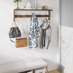 AMBIRD Coat Rack Wall Mount with Shelf, 28.9 Inches Coat Hooks Wall Mounted with 5 Hooks, Wall Hat Hooks for Hanging in Entryway, Living Room, Bathroom, Bedroom (Brown) - Image 3
