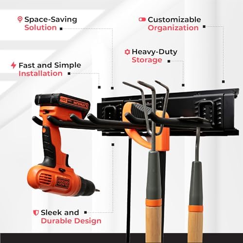 TIDYME Garage Tool Organizer Wall Mount, 80", 5 Racks 10 Hooks, 500 lbs - Image 4