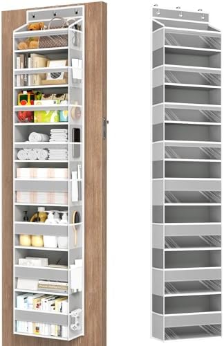 Mefirt Over The Door Organizer, 8 Shelf Door Hanging Organizers with 8 Large Capacity Pockets, Back of Door Organizer Storage Hanging Shelves for Closet Bathroom Bedroom Nursery by Mefirt