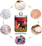 Horse Riders in The Sunset 4 Pack Clear Plastic Qtip Holder Dispenser Set,Bathroom Storage Canister for Cotton Swabs, Balls, Dental Floss,Pads,Organize with Apothecary Jars - Image 4