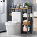 Over The Toilet Storage with Side Rack, 4-Tier Over Toilet Storage Rack with Thick Wood Top Shelf & 3 Small Side Shelves, Freestanding Bathroom Organizer for Bathroom, Laundry, Balcony (Vintage Brown) by Unknown
