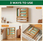 Bag Storage Organizer for Kitchen Drawer and Plastic Wrap Dispenser with Cutter, 6 In 1 Large Capacity Bamboo Foil and Plastic Bag Food Baggie Organizer for Snack, Sandwich, Gallon, Quart - Image 6
