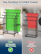 Haturi 4-Tier Free Standing Towel Rack for Bathroom, 45.3" H Black Metal Towel Drying Rack, 18.1" W with Storage Basket, Outdoor Pool Towel Holder for Oversized Towels & Blankets - Image 5