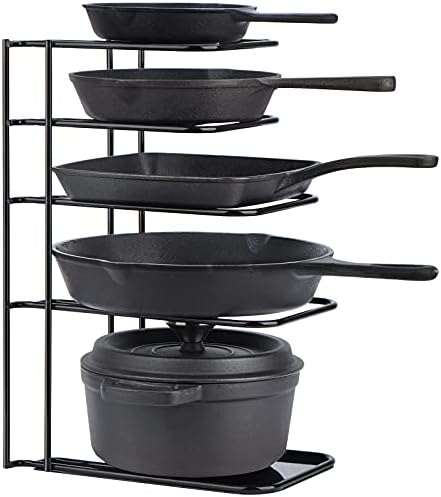 Toplife Heavy Duty Pan Organizer,5 Tier Storage Rack for Cast Iron Skillets by Toplife