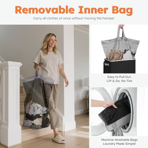 SOLEDI 100L Laundry Hamper with Lid, Large Collapsible Laundry Basket - Image 4