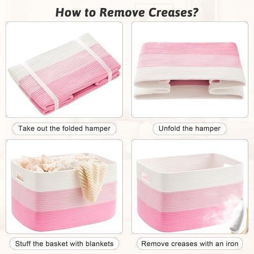 Artfeel Blanket Basket,Rectangle Woven Baskets for Storage,100L Laundry Basket for Decorative Nursery Blanket,Toys,Dirty Clothes and Magazine in Shelves,Baby Room,and Living Room - Image 7