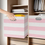 13 x 13 x 13 Inch Linen Stripe Storage Cubes for Home Organizing, Pack of 4 - Image 6