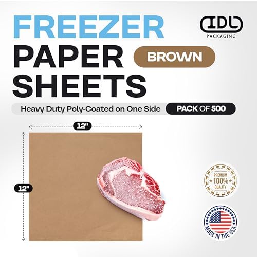 IDL Packaging Brown Freezer Paper Sheets 12" x 12", Pack of 500 - USA-Made - Image 2
