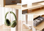 Claiks Standing Desk with Drawers & Wheels, 2 Height Shelf 63" Natural - Image 5