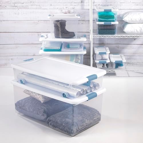 Sterilite 12 Pack Latching Box, Under Bed Storage Bins with Lids, Clear Plastic, 64 Quart - Heavy-Duty Organizing Containers for Closet, Bathroom, and Office - Image 4