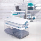 Sterilite 12 Pack Latching Box, Under Bed Storage Bins with Lids, Clear Plastic, 64 Quart - Heavy-Duty Organizing Containers for Closet, Bathroom, and Office - Image 4
